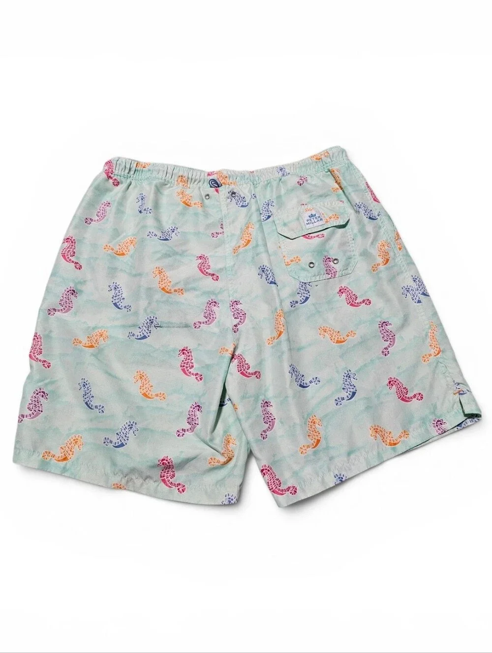 Peter Millar Seahorse 3 Pocket Drawstring Men's Swim Trunks Key Pocket Size XL